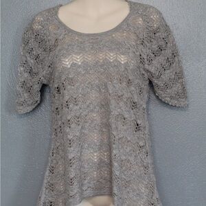 Knitted & Knotted Anthropologie Sheer Short Sleeve Sweater XS